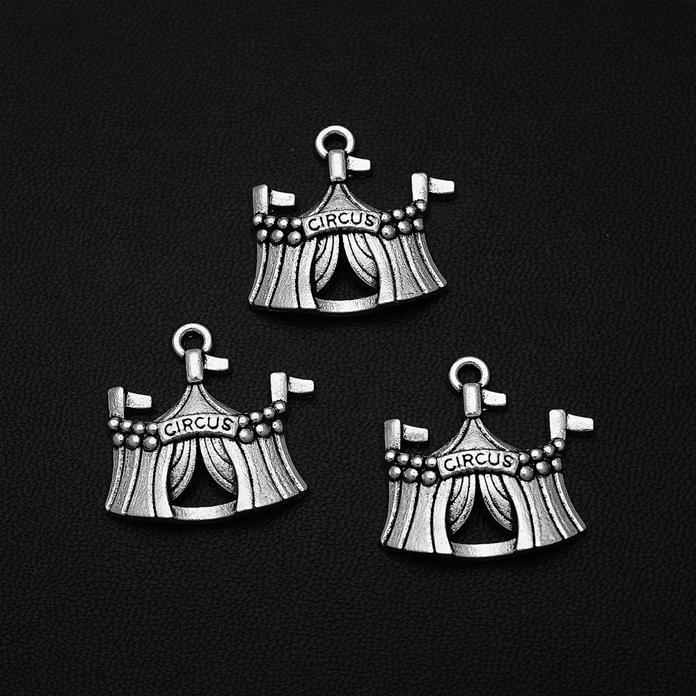 10pcs/lot--22x22mm Vintage Circus Tent Charms Pendants For Diy Keychain Jewelry Making Supplies Accessories Handmade Crafts