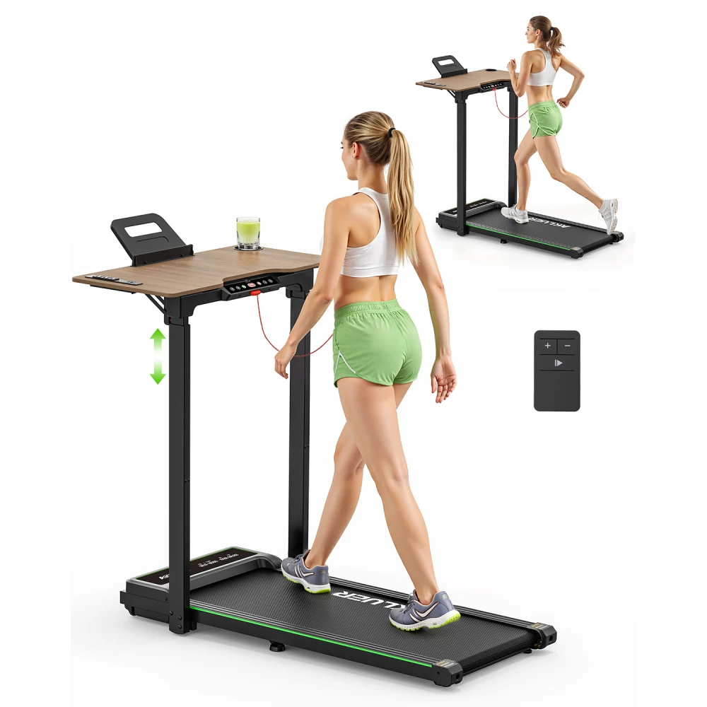 Akluer Walking Pad Treadmill with Desk for Home Office, 3-in-1 Under Desk Treadmill with Adjustable Height Desktop, 2.5HP Silent Motor, 6.2MPH Portable Running Machine 330lbs Capacity