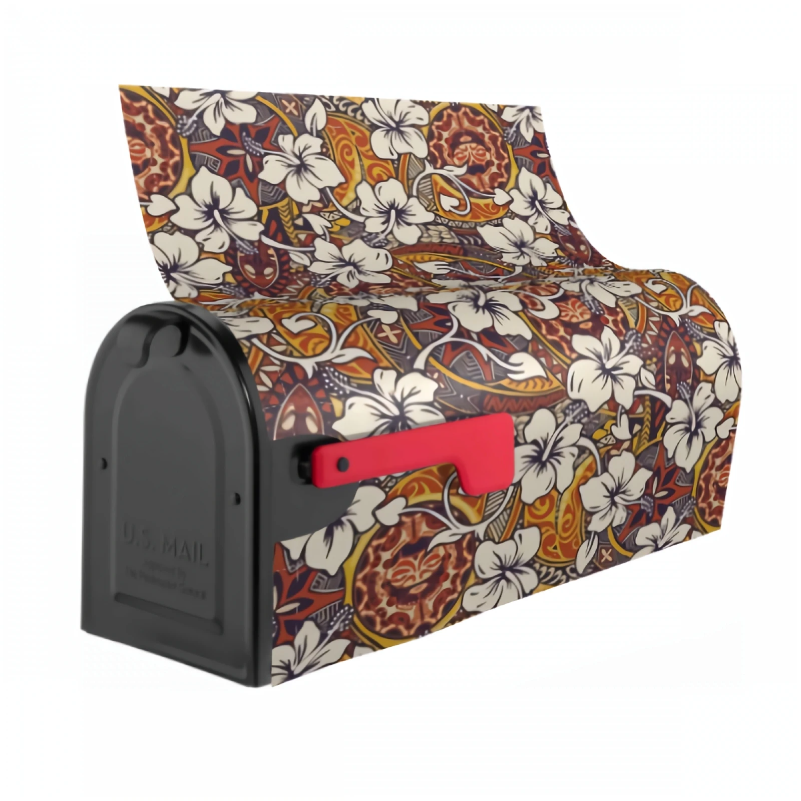 Boho Mailbox Covers Magnetic Tropical Hibiscus Flower Mailbox Wraps Waterproof Abstract Post Letter Box Cover Outdoor Garden