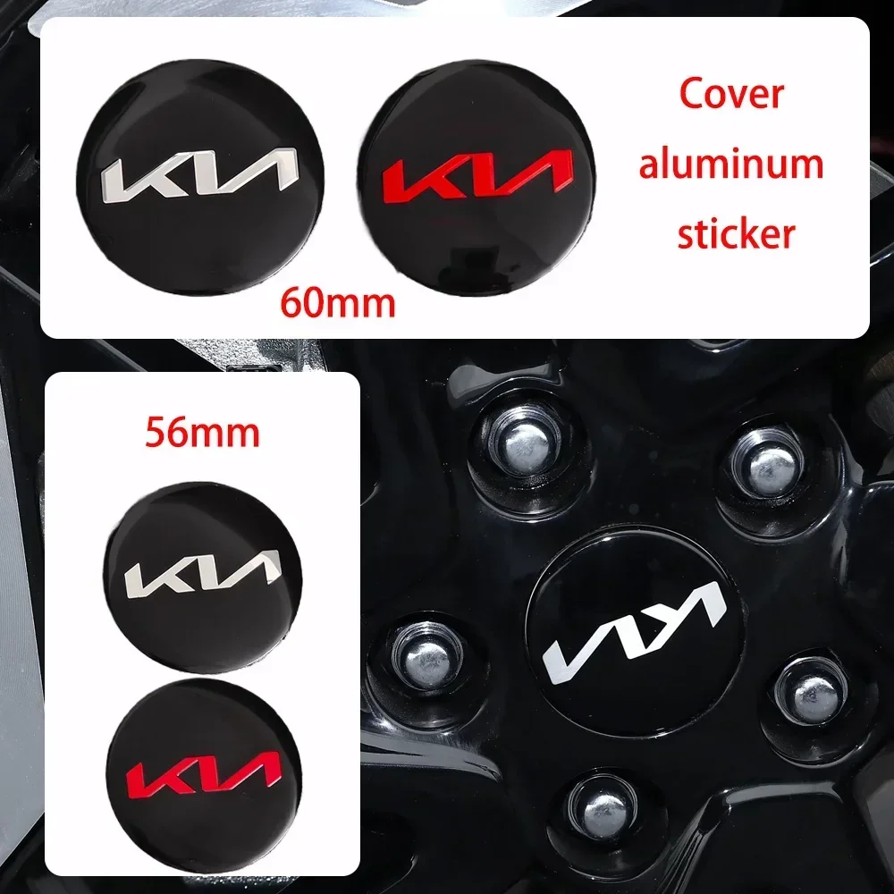 4pcs 56mm 60mm Hubcaps aluminum Cover sticker for KIA K3 K5 K7 K9 KX3 Magentis Cerato Forte Sportage R Soul Venga Sorento