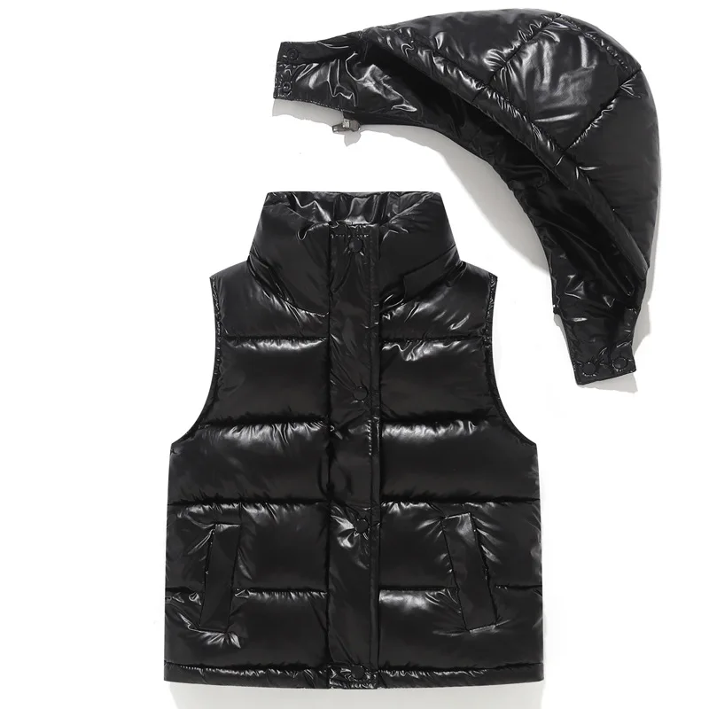 Winter New Kids Hooded Vest Spring Jacket For Baby Girls Outerwear Autumn Thick Boys Jacket Teen Student Children Basics Vest