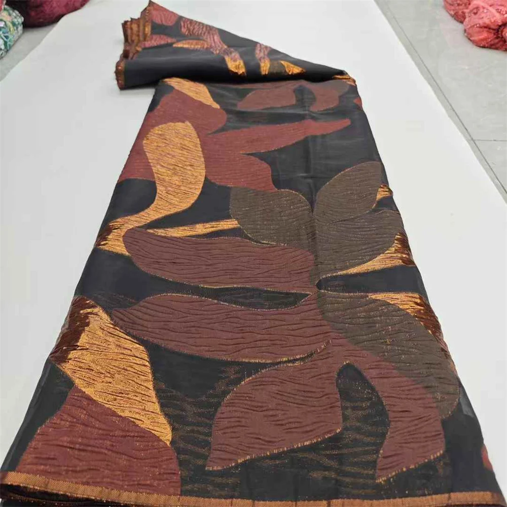 French Tulle Organza Mesh Brocade Fabric High Quality 2025 Skin Soft Gold Gilding Jacquard Tissue For Women Wedding  OR46218