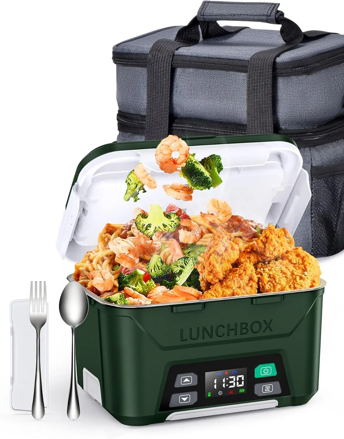 

Cordless Electric Lunch Box for Adults, Portable Food Warmer with Automatic Heating and Insulated Bag