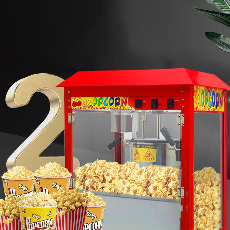 โรงงานมืออาชีพเครื่องทําป๊อปคอร์นไฟฟ้าอัตโนมัติเครื่องทําป๊อปคอร์นเชิงพาณิชย์พร้อมบนหลังคา