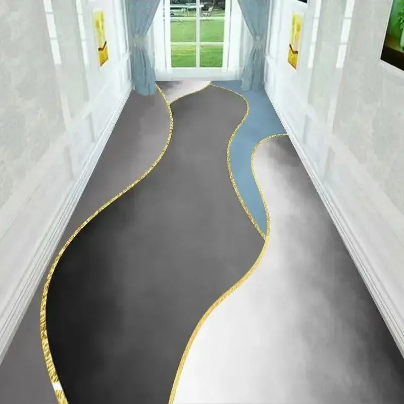 Modern Luxury Aisle Walkway Carpet Runner Hall Passageway Home Large Rugs Non-slip Kitchen Aisle Mat Bedroom Decora Floor Mats