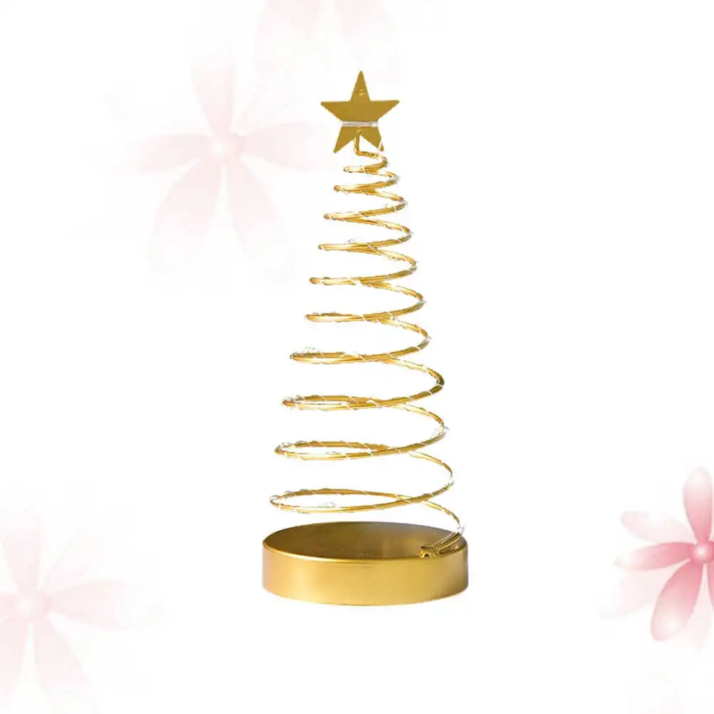 مصباح ليلي منارة ذهبي لعيد الميلاد وسطح المكتب وغرفة النوم وغرفة المعيشة وإضاءة LED موفرة للطاقة وصديقة للبيئة