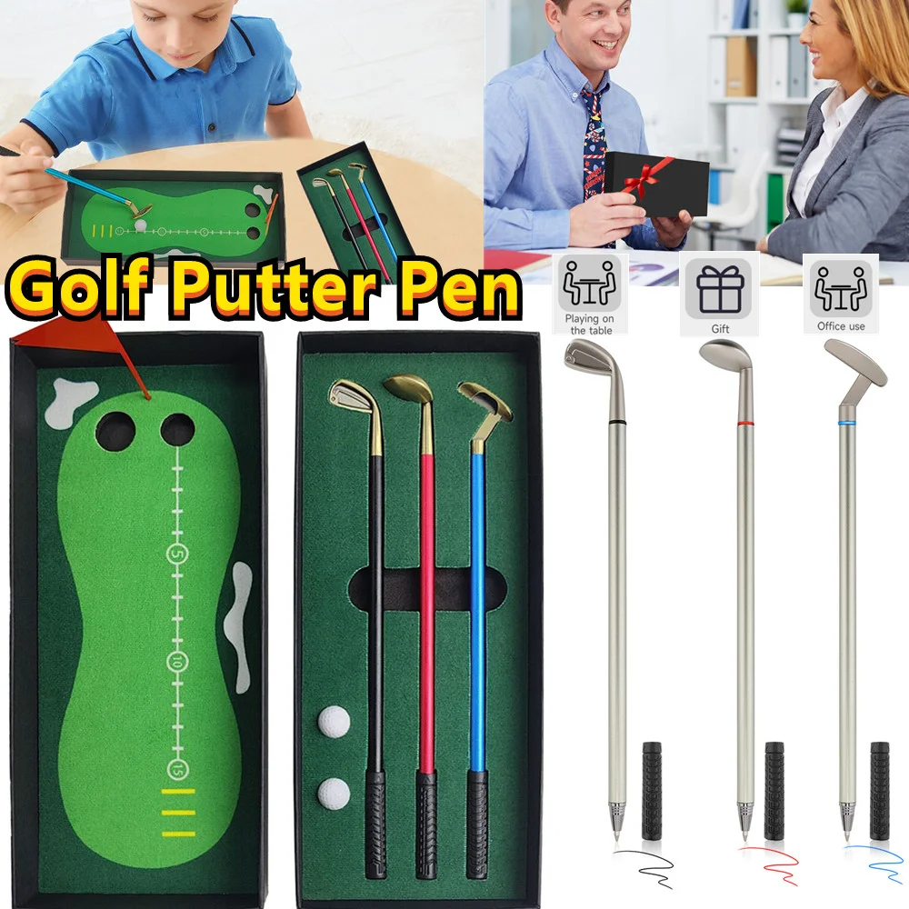 

Creative Metal Gel Pen Mini Golf Putter Pen Kit Table Golf Game Writing Pen Valentine's Gift for Thanksgiving Valentine's Day