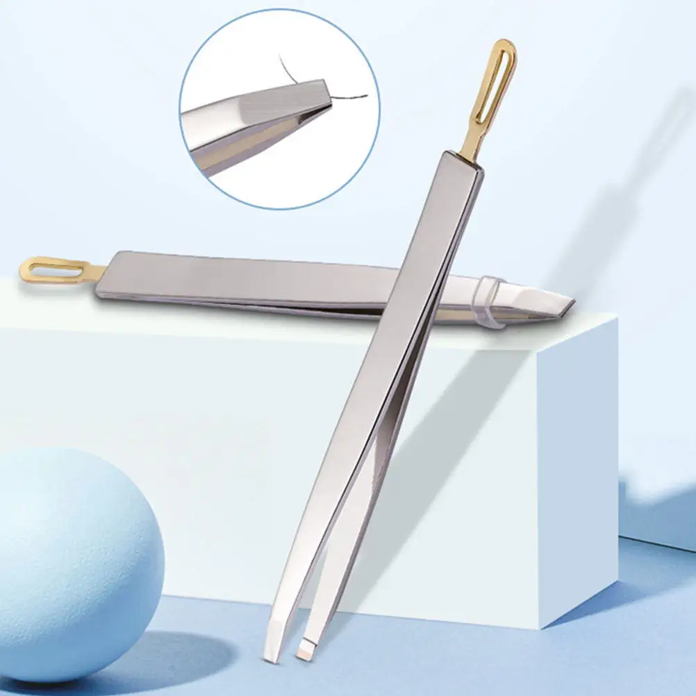 2Pcs Eyebrow Tweezers Stainless Steel Ergonomic Dual-Use Creative Makeup Tools for Trimming False Eyelashes Double Eyelid Clips