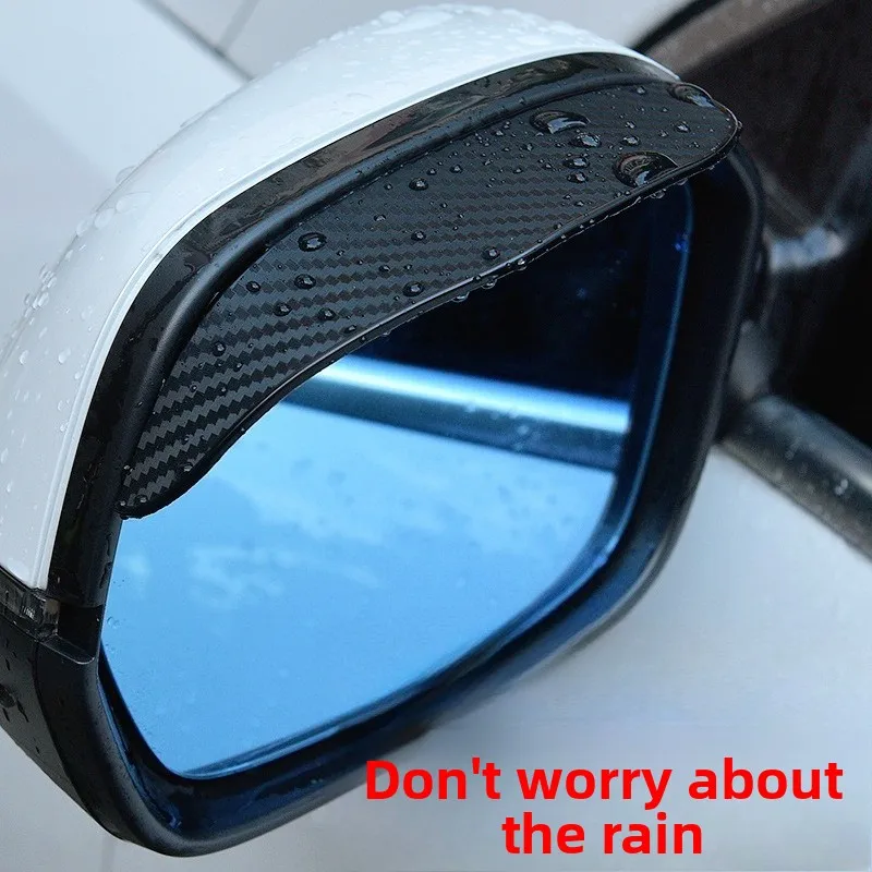 Carbon Fiber Texture Side Mirror Rain Guard Universal Car Rearview Visor with Adhesive Strip Anti-Rain Sunshade Deflector for