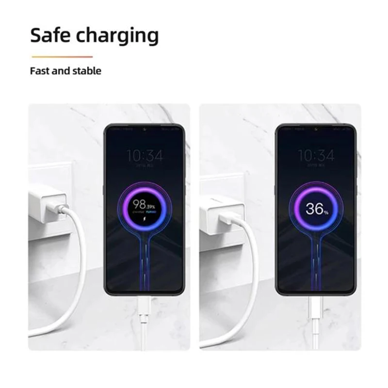 Xiaomi 33W Charger EU/US Fast Turbo Charge Wall Adapter For Mi 10 11 Redmi K50 K40 Pro Note11 Pro Max Poco +6A Type C Cable