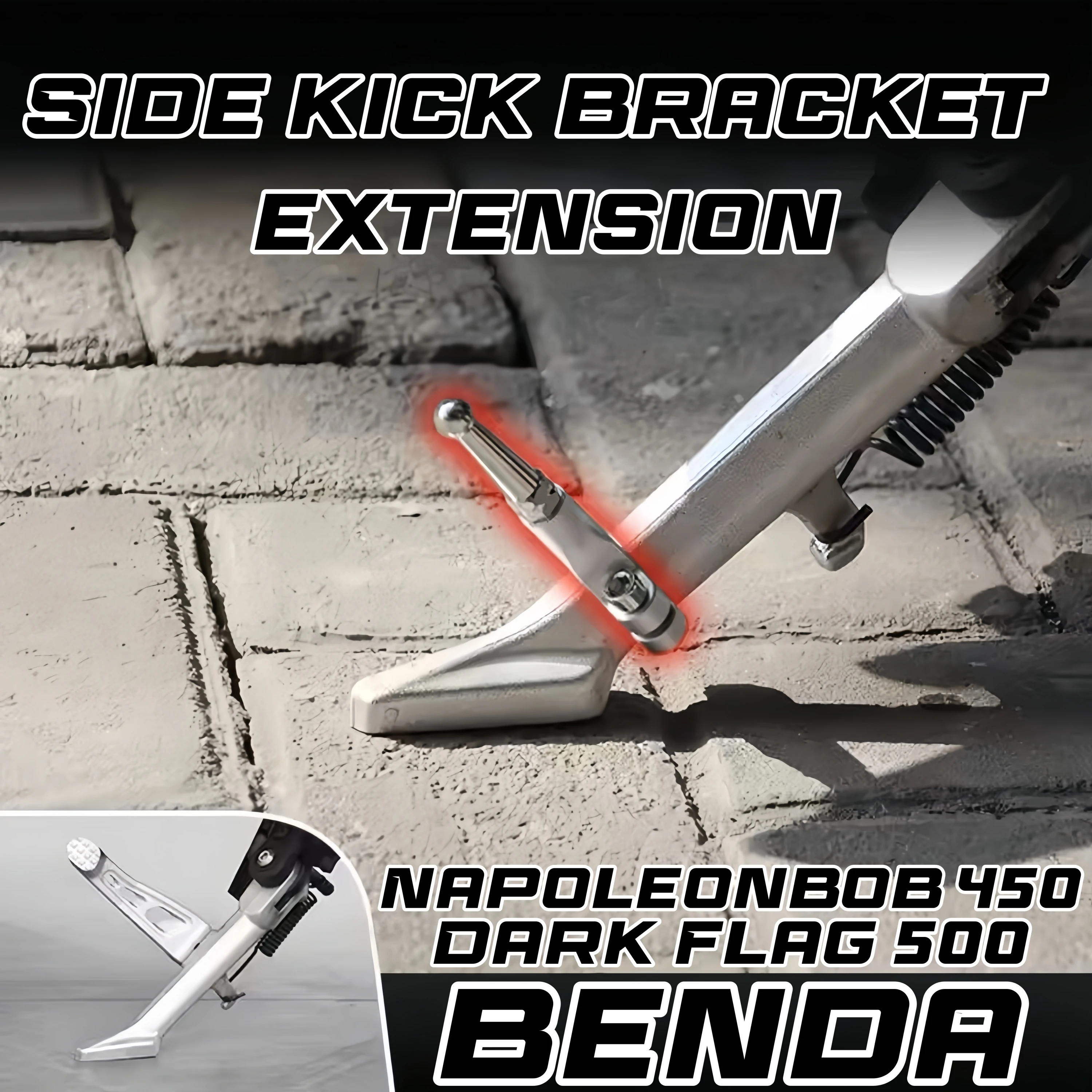 Image of Für BENDA Napoleonbob 500 Seitenständerhalterung Verlängerung Dark Flag500 Kleine Seitenständerhalterung, aus Aluminiumlegierung.