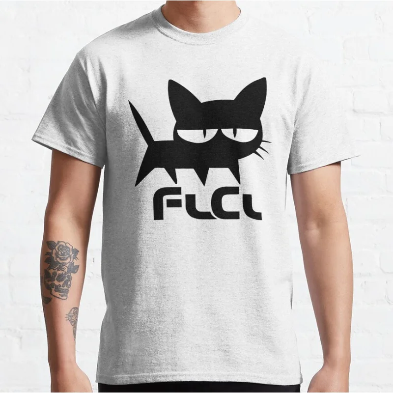 

TAKKUN'S BLACK CAT Fooly Cooly Gift t shirt for Anime lover FLCL Graphic shirts Y2K clothes All size Tops S-6XL Cartoon tee