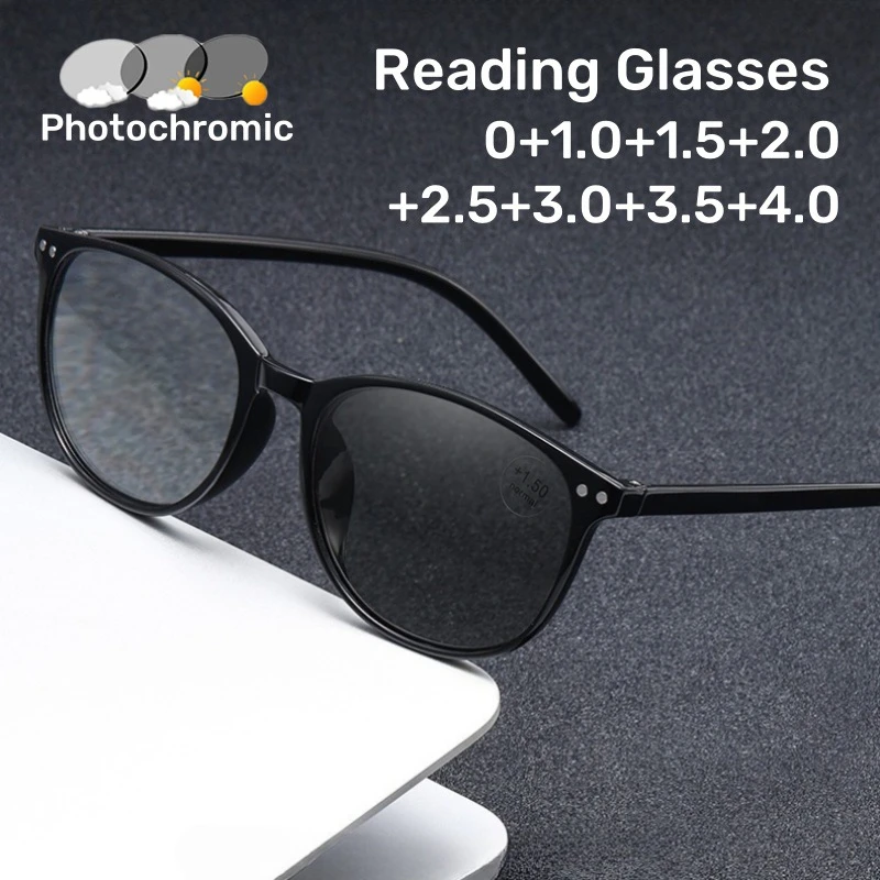 

New Single-lens Photochromic Presbyopia Glasses Women's Fashion Round Frame High-definition Anti-blue Light Reading Glasses
