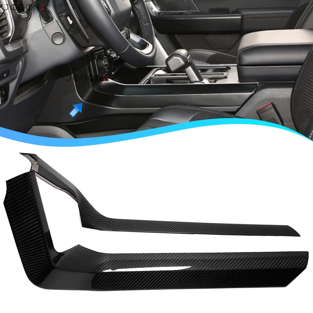 Panel de Consola Central de Fibra de Carbono Real, Moldura Lateral Interior Decorativa para Ford F150 F-150 Raptor R Shelby Cab Pickup 2021-2026