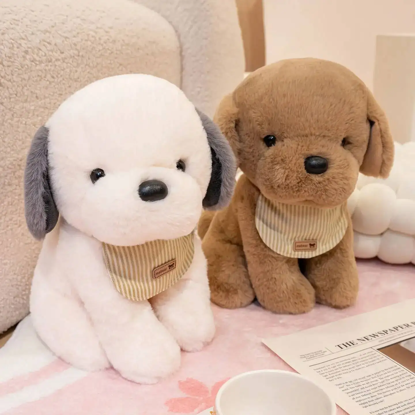 Knuffelige hond knuffel gevuld cartoon slabbetje puppy zacht kussen huisdier poppen kinderen jongens meisjes leuk verjaardagscadeau kawaii kamer decoratie