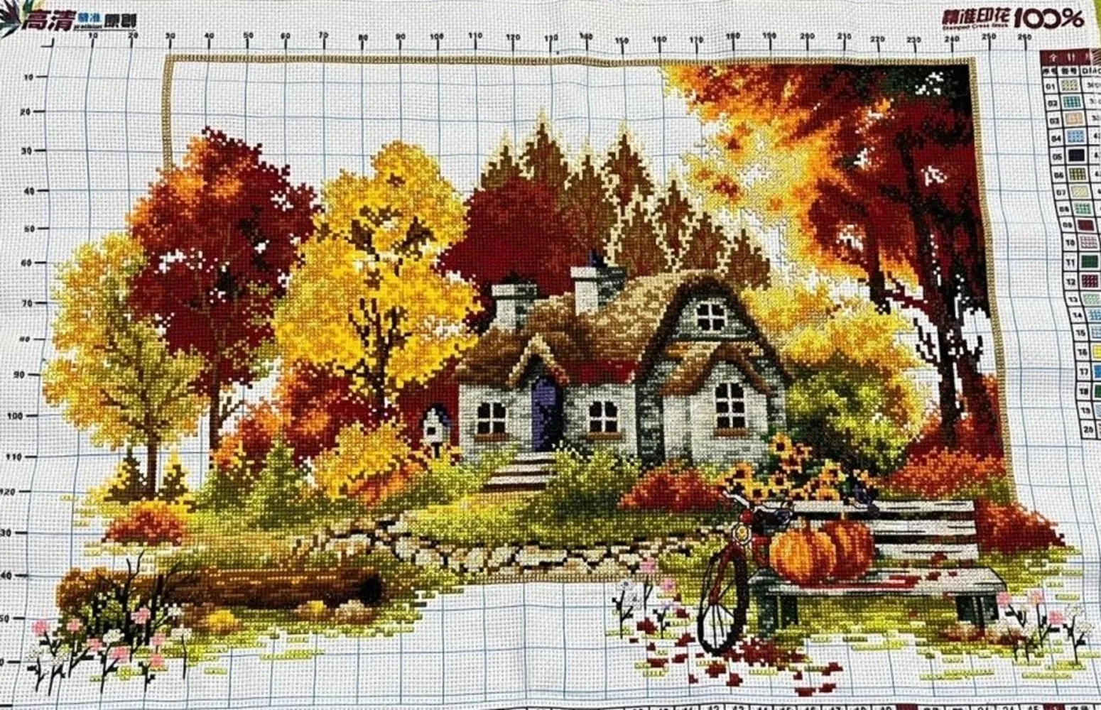 

(Finished product) Pure handmade cross stitch finished product New Four Seasons Autumn Scenery Living Room Restaurant Bedroom 45