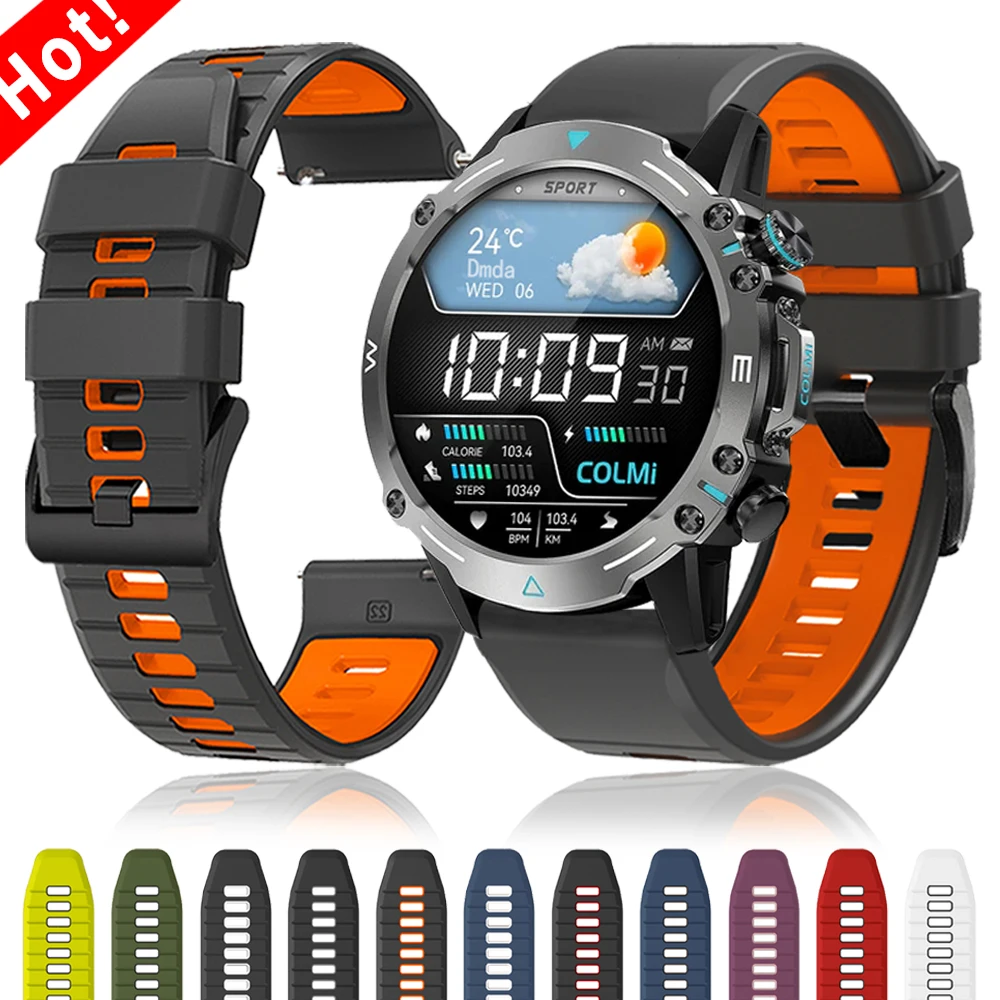 22mm Silikon-Sportarmband für COLMi M42 P86 I30 C81 V76 P82 P81 Armband für SUUNTO RACE 2 Run Ersatz-Uhrenband