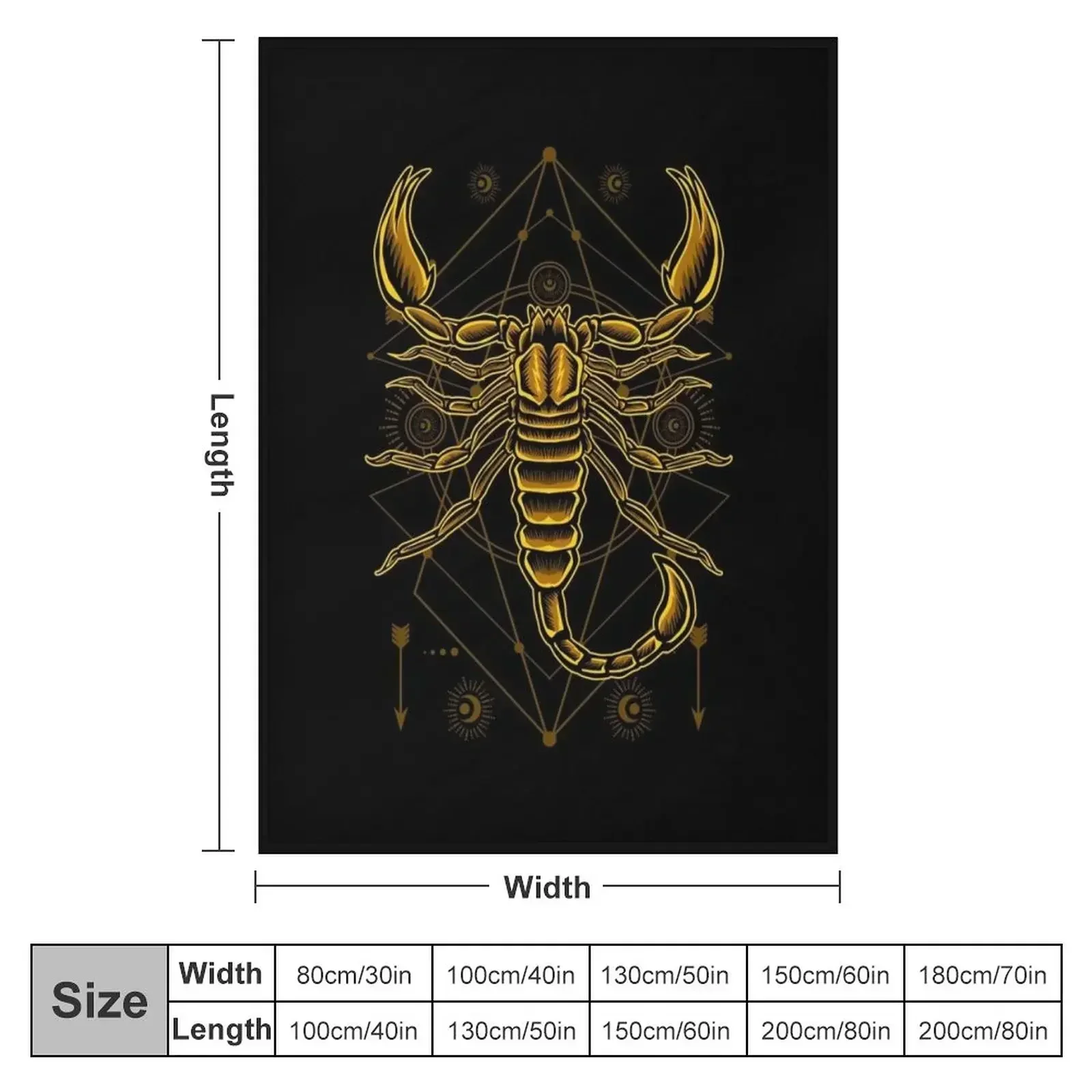 Gold scorpion with astrology symbols design Throw Blanket couch cozy soft plush fuzzy picnic outdoor blanket