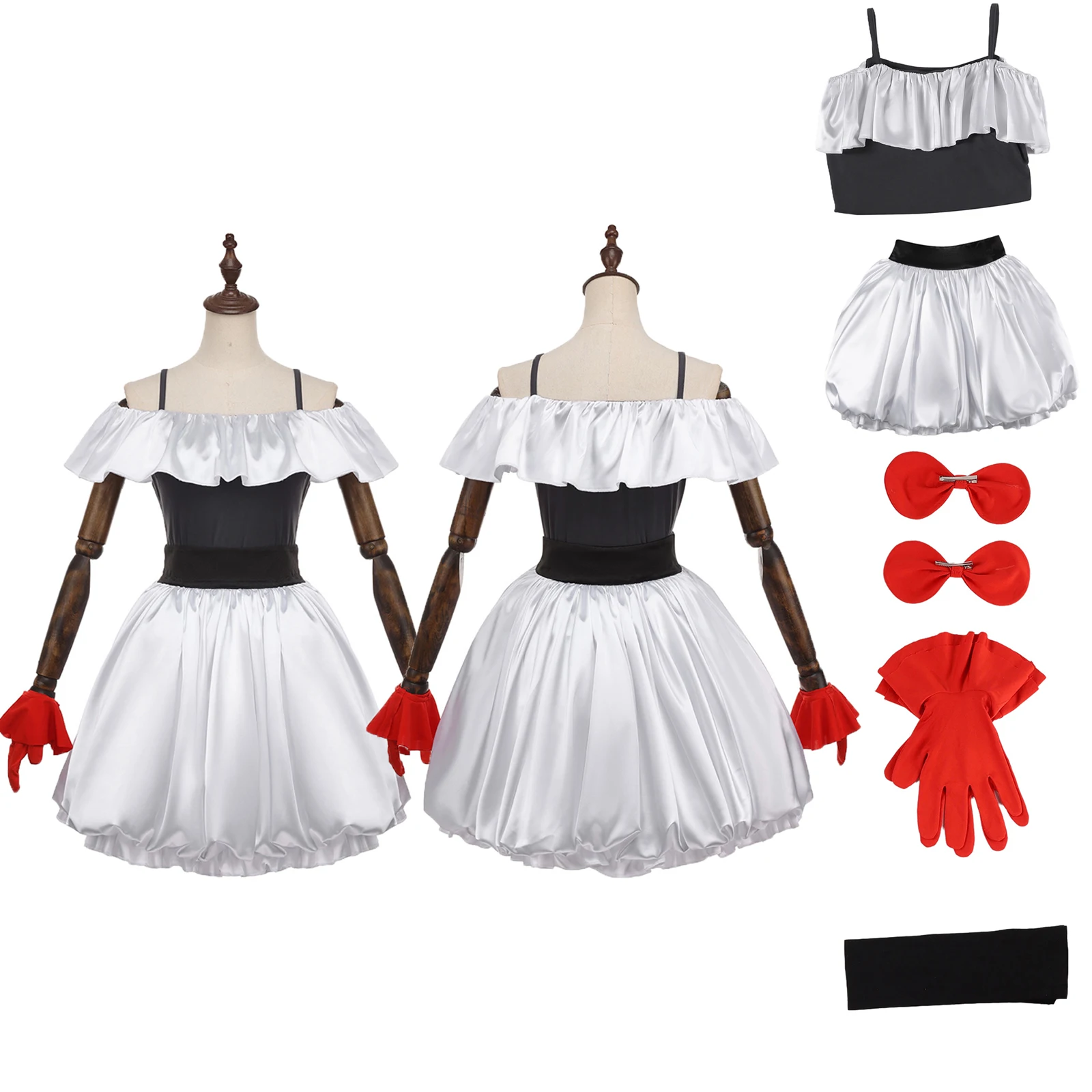 

Arima Kana Cosplay Costume Anime Girl Idol White Petal Dress with Gloves Bow Stage Costume Halloween Carnival Party Uniform