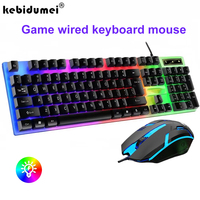 Wired Keyboard And Mouse Set USB Luminous Mechanical Keyboard Mice Set 104key Gaming Keyboard For PC Laptop Computer Game Office