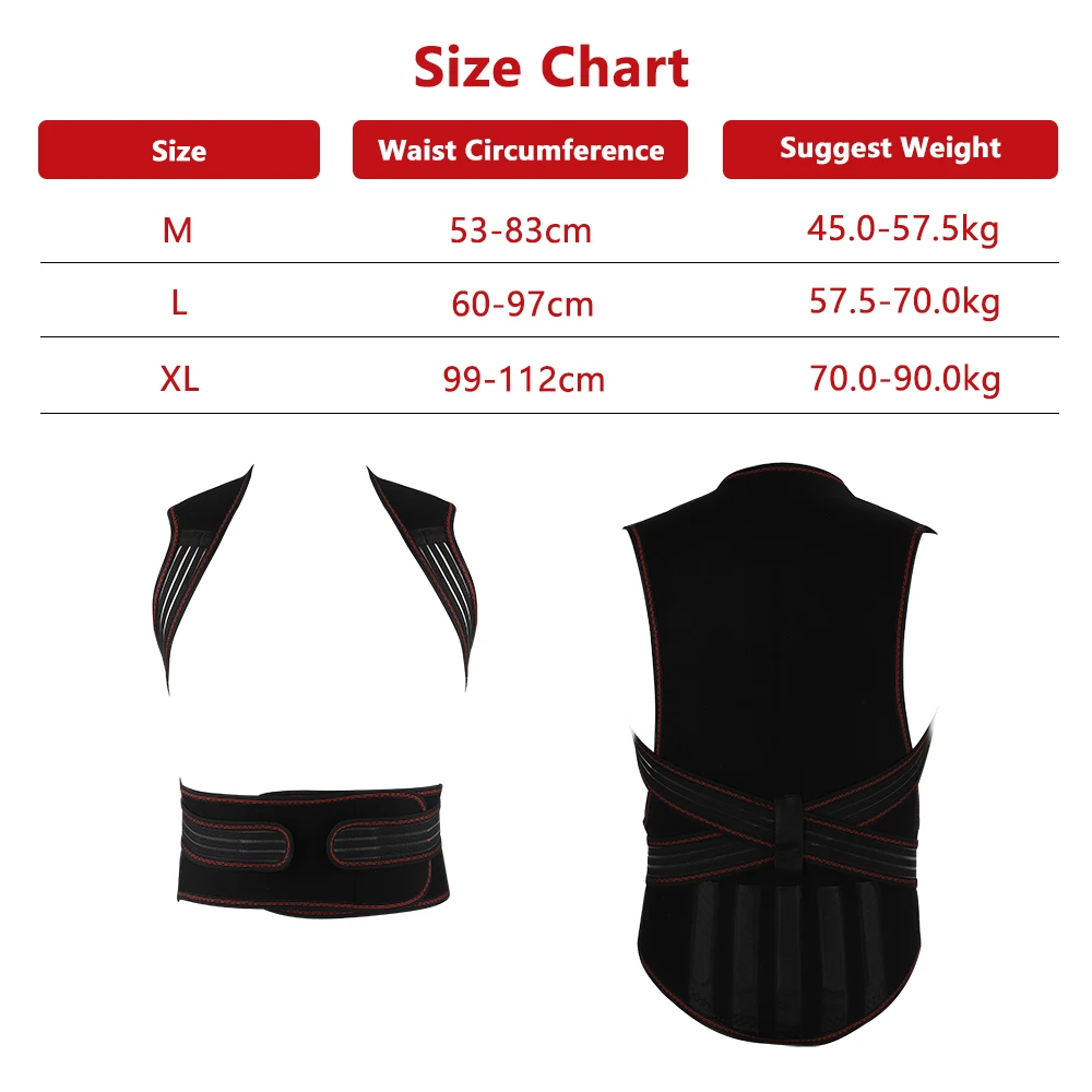 Tourmaline Self-heating Back Support Waist Brace Back Posture Vest Spine Shoulder Lumbar Magnets Warming Posture Correction Belt