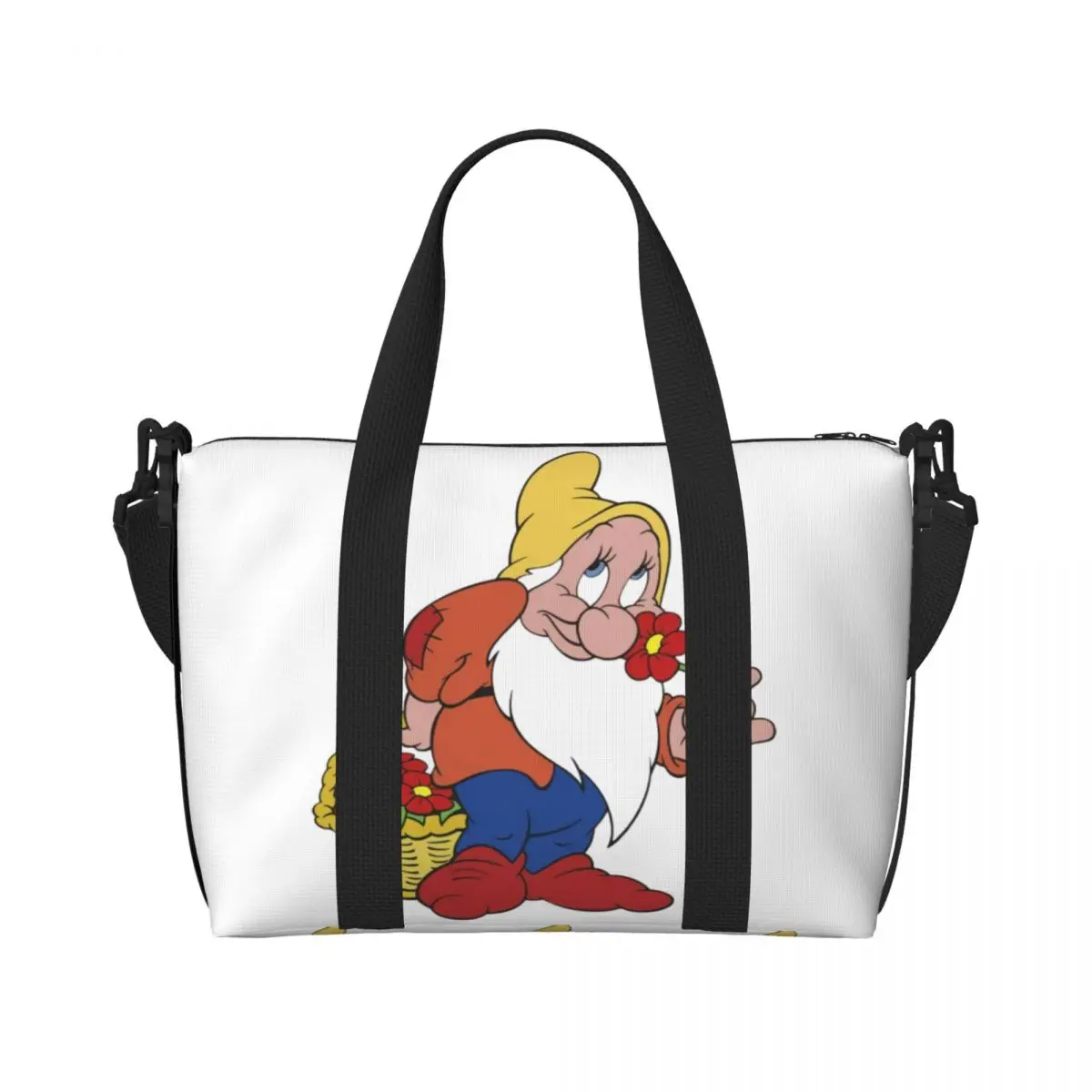 Custom Large Snow White And The Seven Dwarfs Tote Bag for Women Cartoon Shopping Shoulder Gym Beach Travel Bag