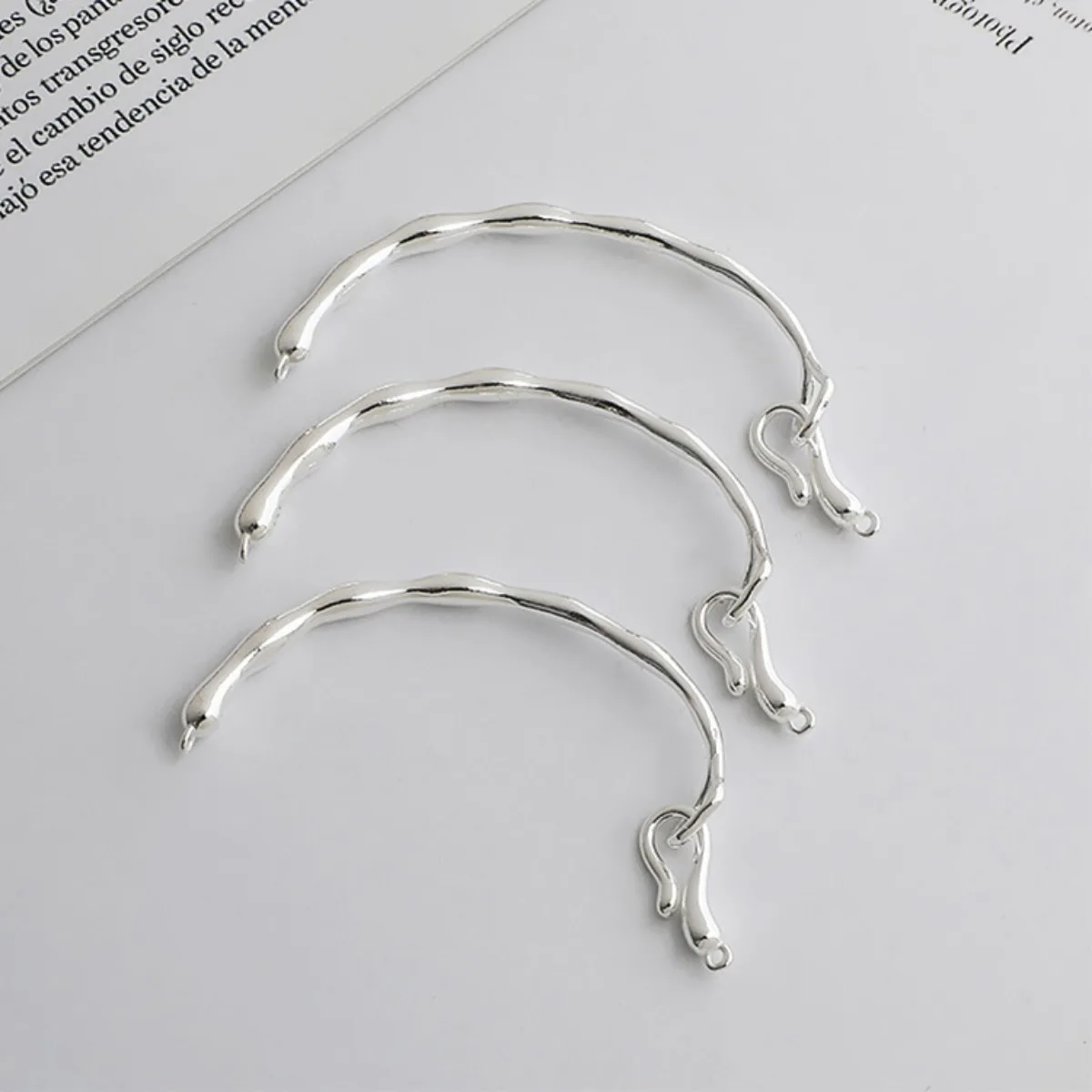 1pc Solid 925 Sterling Silver Half Bracelet Curved Tube bead for Jewelry Making