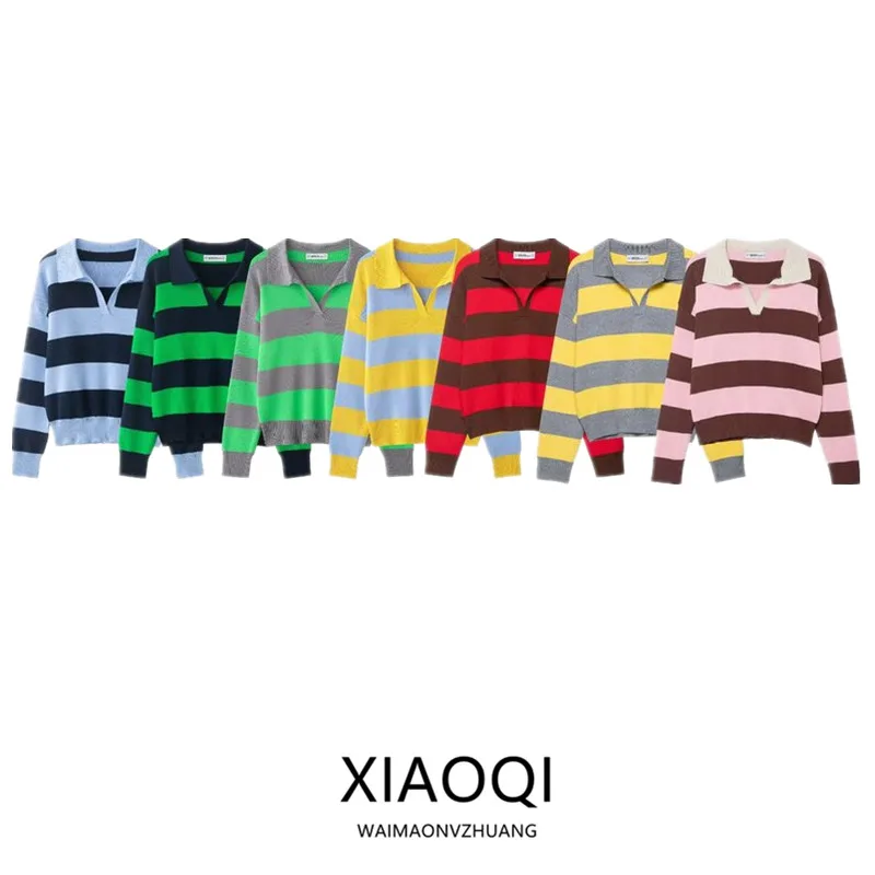 

Новое зимнее поступление, женский вязаный свитер Ne в полоску, повседневный свободный крой, длинный топ для девочек-подростков