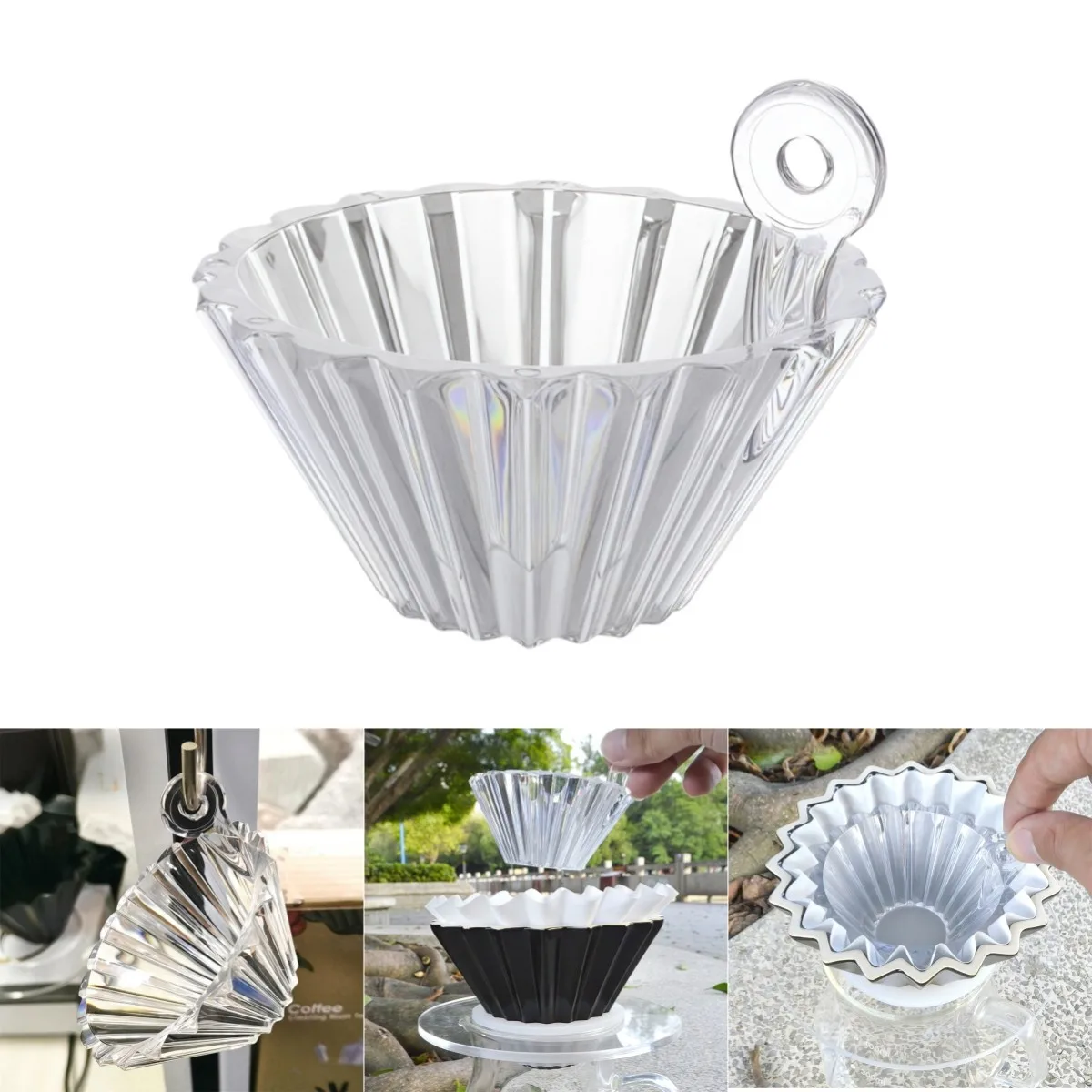 

Прозрачный фильтр-ассистент для кофе, инструмент для фильтрации кофе, 20 ребер, компактный размер, улучшенная производительность заваривания