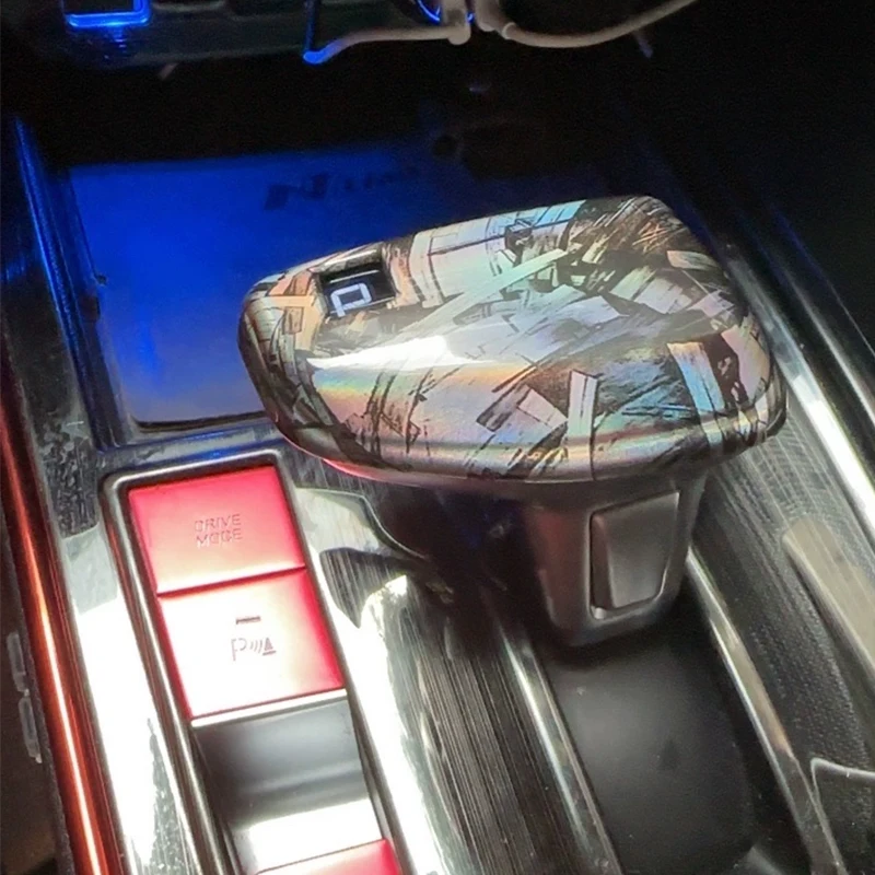 Car gear head protective cover made of ABS material with carbon fiber pattern For Hyundai Elantra CN7 2023 2024
