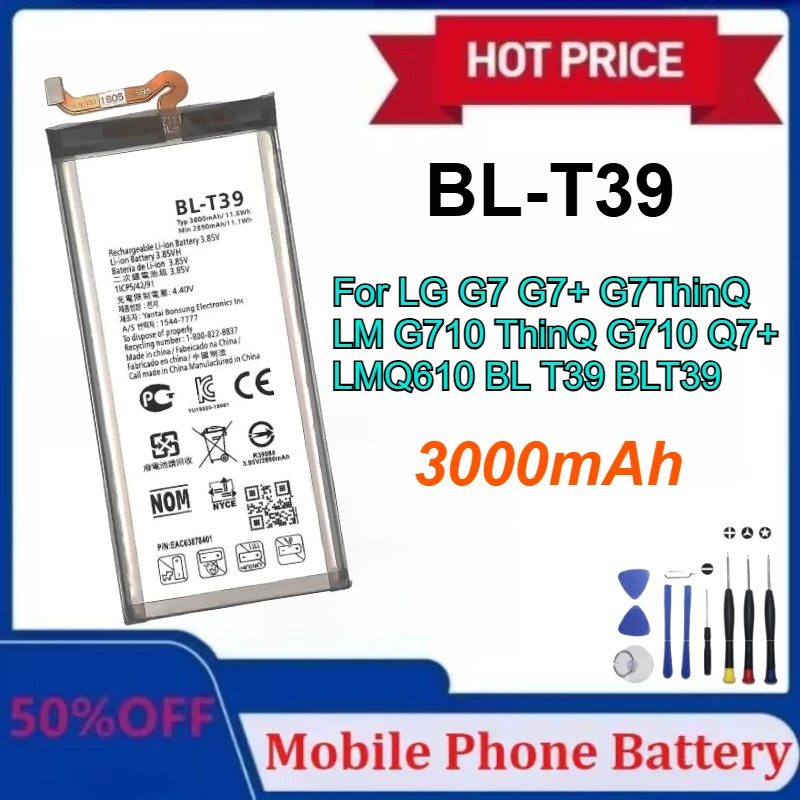 

Модернизированный аккумулятор для мобильного телефона BL-T39 для LG G7 G7 + G7ThinQ LM G710 ThinQ G710 Q7 + LMQ610 BL T39 BLT39 с инструментами