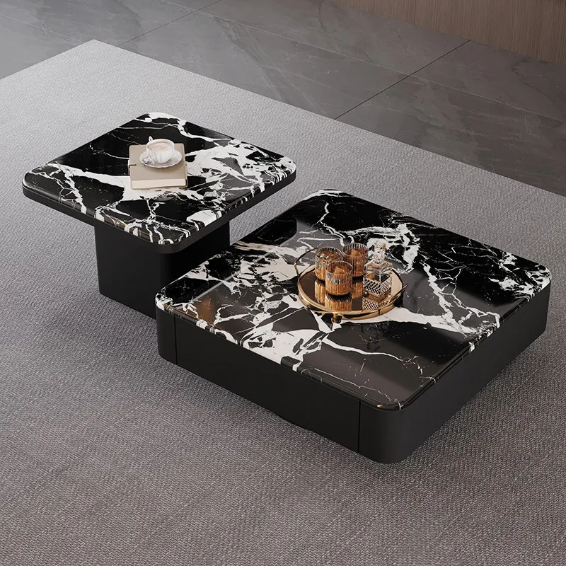 

light luxury rock slab coffee table combination modern simple living room home designer high-end coffee table combination