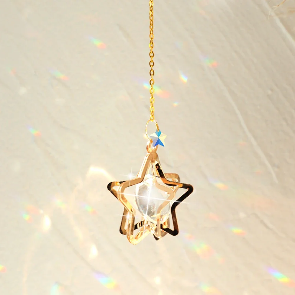 Sun Prism Star Crystal Light Catcher Gardening Decoration Suncatcher Rainbow Outdoor Sun Catchers Window Yard Crystal Home Decor