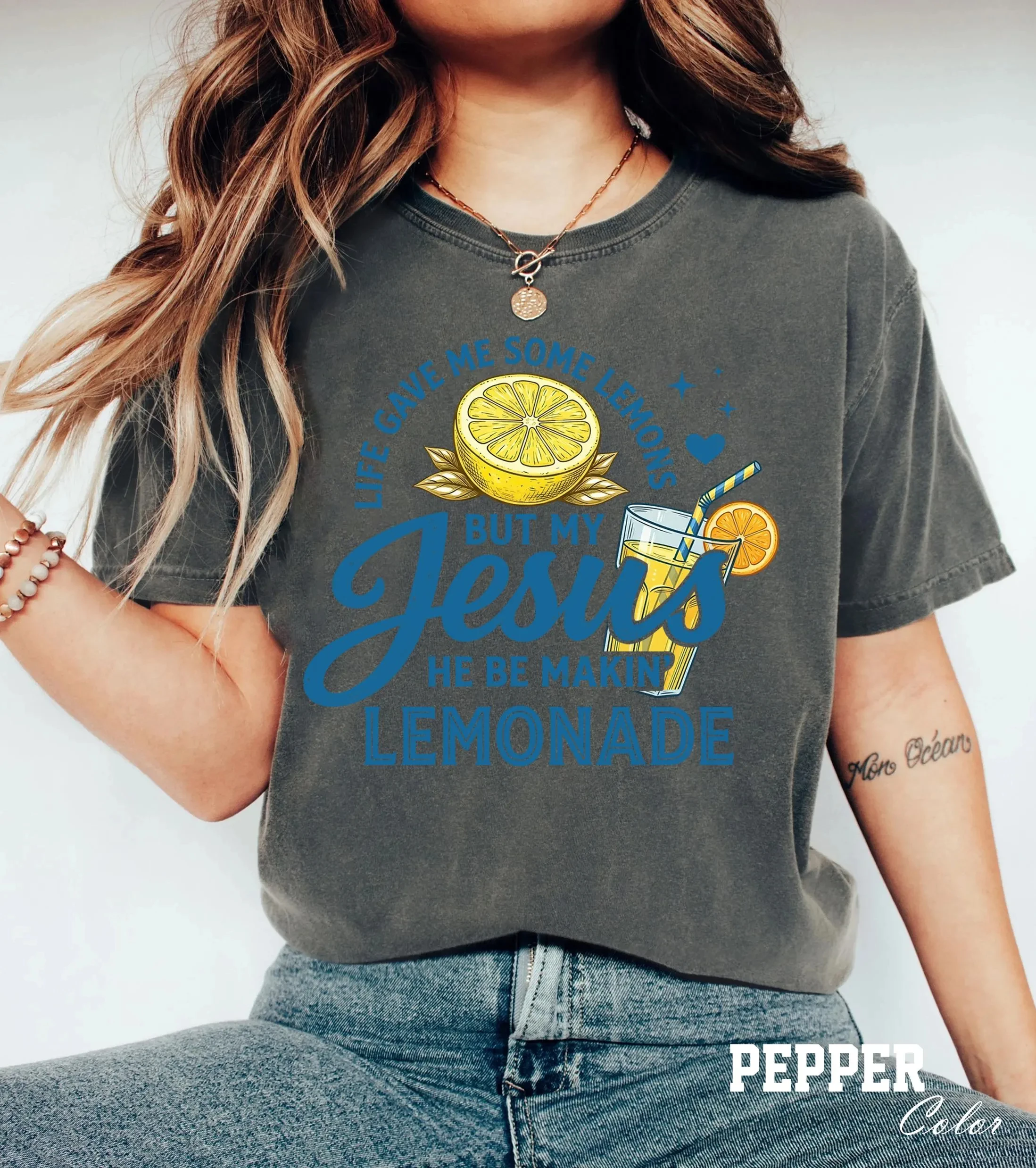 2026 Summer Women's  Jesus Lemonade Print T-Shirt Unisex Cotton and Breathable Short Sleeve Oversized Loose Casual