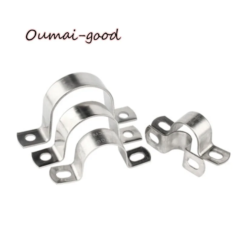 2/5/10pcs 304 Stainless Steel Riding Clamps Pipe Saddle Clamps Hose Clips 304 Stainless Steel Plumbing Pipe Saddle Clip Brackets