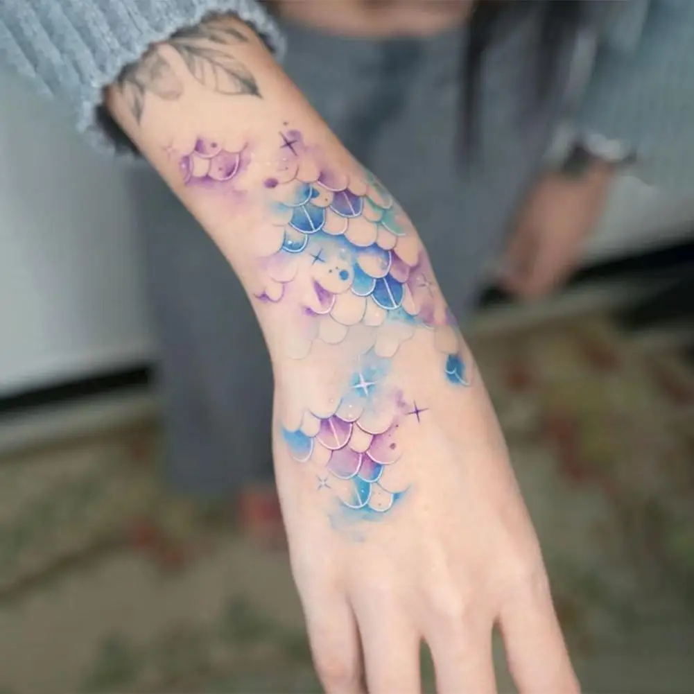 

Mermaid Tattoo Sticker Unique Disposable Waterproof Simulated Painted Body&face And Proof Scales Stickeres Tattoo Sweat Col N1Y7
