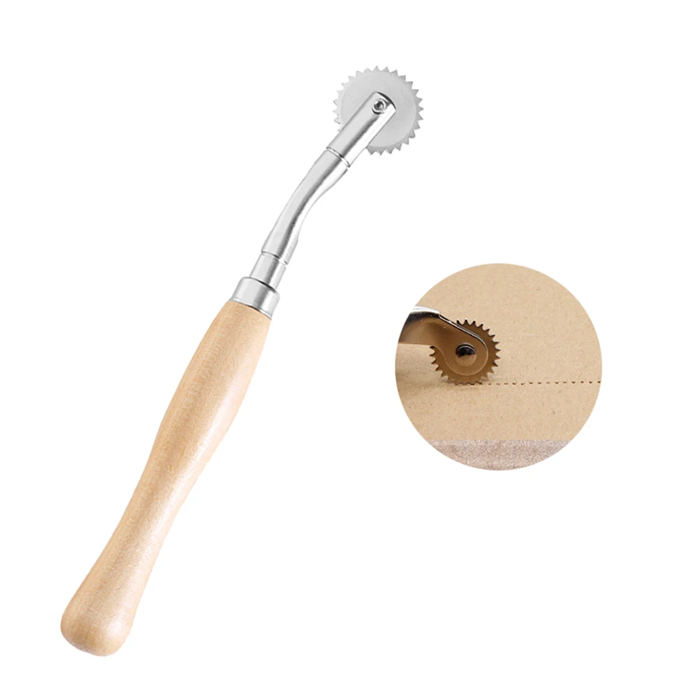

2pcs Steel Toothed Press Line Wheel Wooden Handle For Diy Hand Sewing Craft Tool Round Delimit Scribe Cross-Stitch Tailor