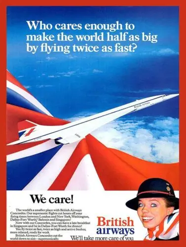 BRITISH AIRWAYS CONCORDE Retro Metal Tin Sign Poster Plaque Garage Wall Decor A4