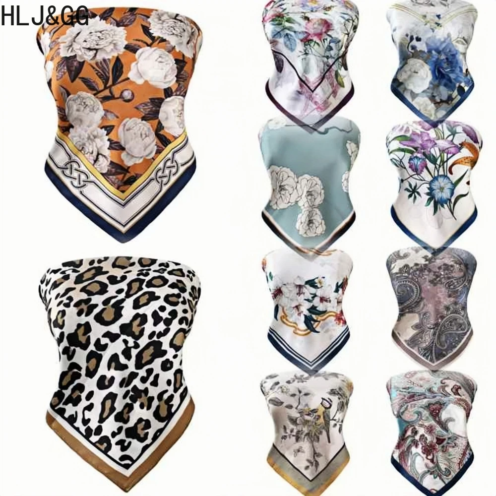 

HLJ&GG Leopard Scarf Women Imitation Silk Neck Ribbon Ties For Hair Bands Lady Double-sided Printed Twill Scarf Tops Streetwear