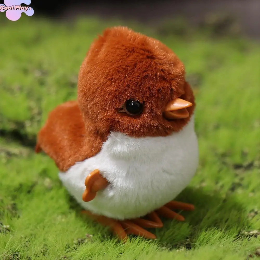 

Doll Cute Sparrows Wind Up Jumping Toy Plush Lifelike Clockwork Spring Bird Toy Guide Baby Crawling Toy Walking Gifts