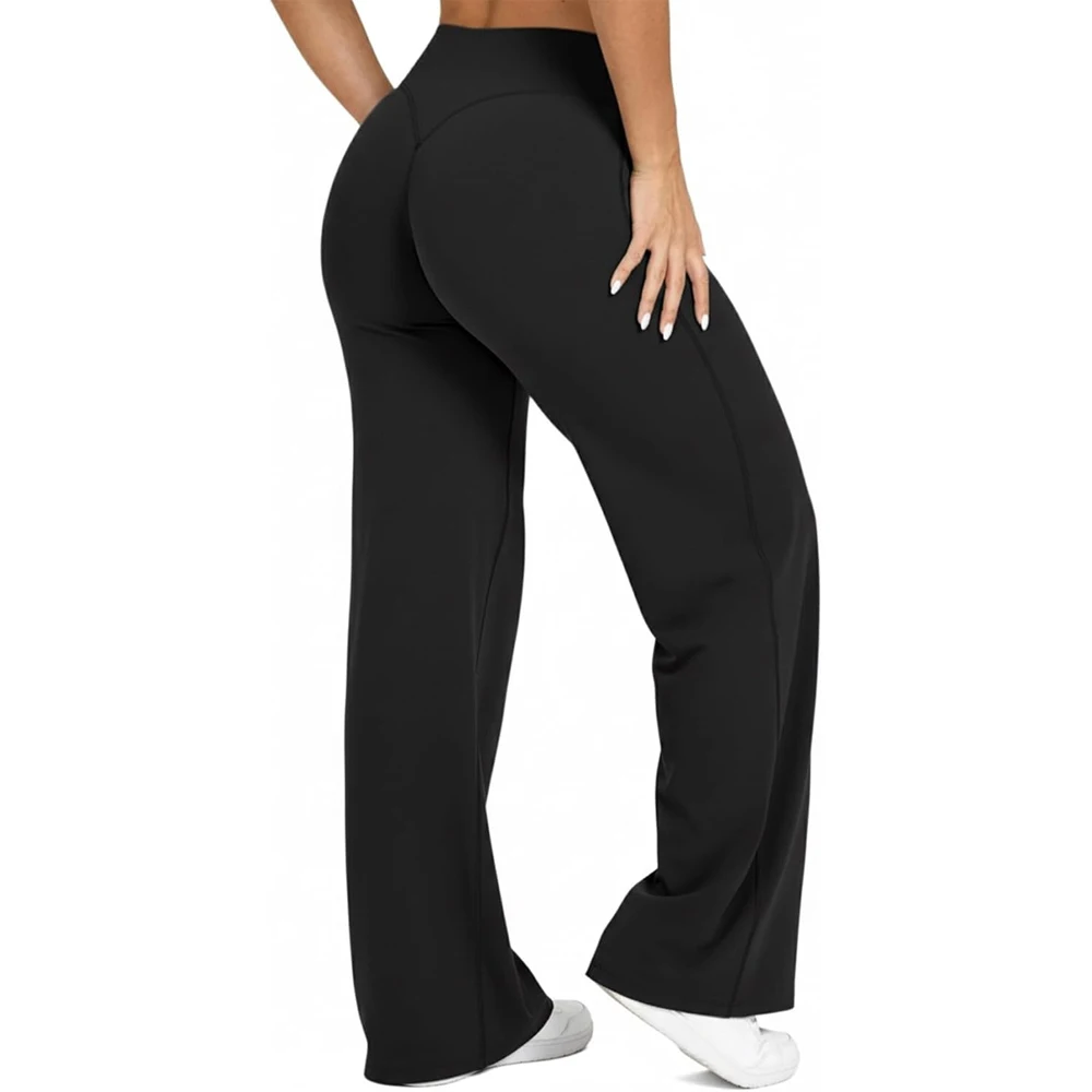 

OLOEYER Sport Trousers Straight-Leg Pants Ultra Soft Butter Fabric Women's Mid-Waist Yoga Pants GYM Naked Feel Pilates Running