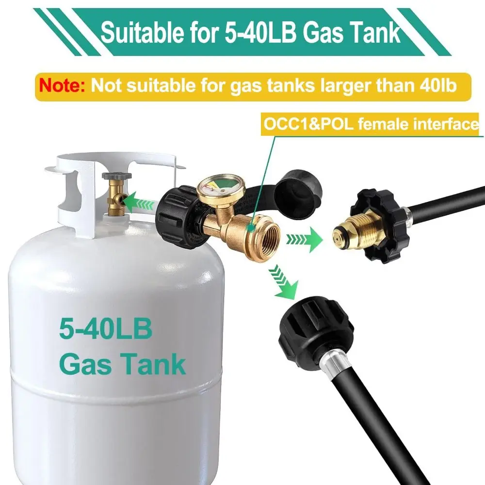Conector ajustable para tanque de propano, adaptador de recarga de tanque de propano QCC1/a prueba de fugas, adaptador de recarga de propano QCC1 duradero a prueba de polvo