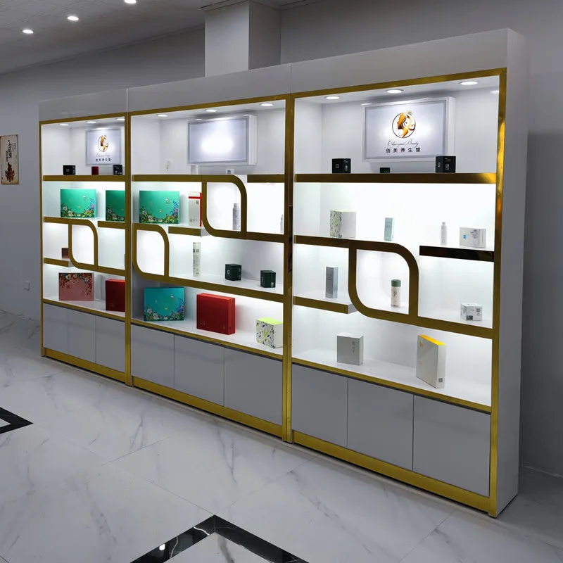 Benutzer definierte, neue Mode Kosmetik glas mit Deckel stehen Display Racks für Gesicht Schönheit Make-up Schaufenster