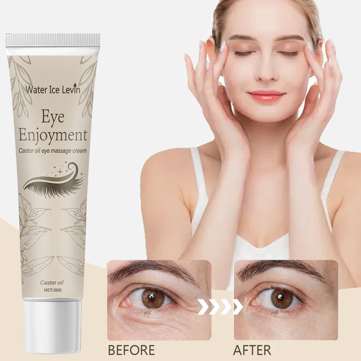 Water Ice Levin Castor Oil Eye Massage Cream 20g | Deep Anti-Wrinkle + Firming Treatment | Banish Bags, Dark Circles & Fine Lin