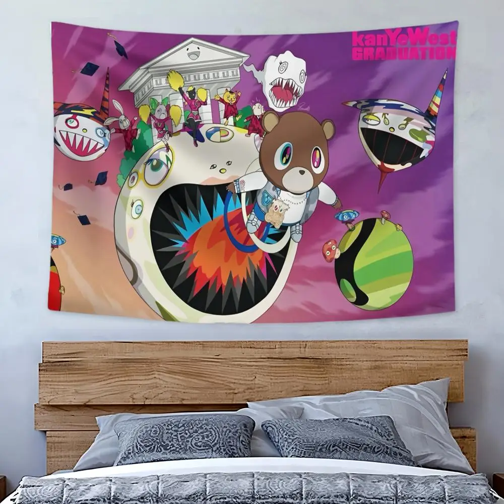 Rapper Singer K-Kanye West Tapestry Art Decor Banner Microfiber Backdrop for Bedroom Living Room Bar Garden Party