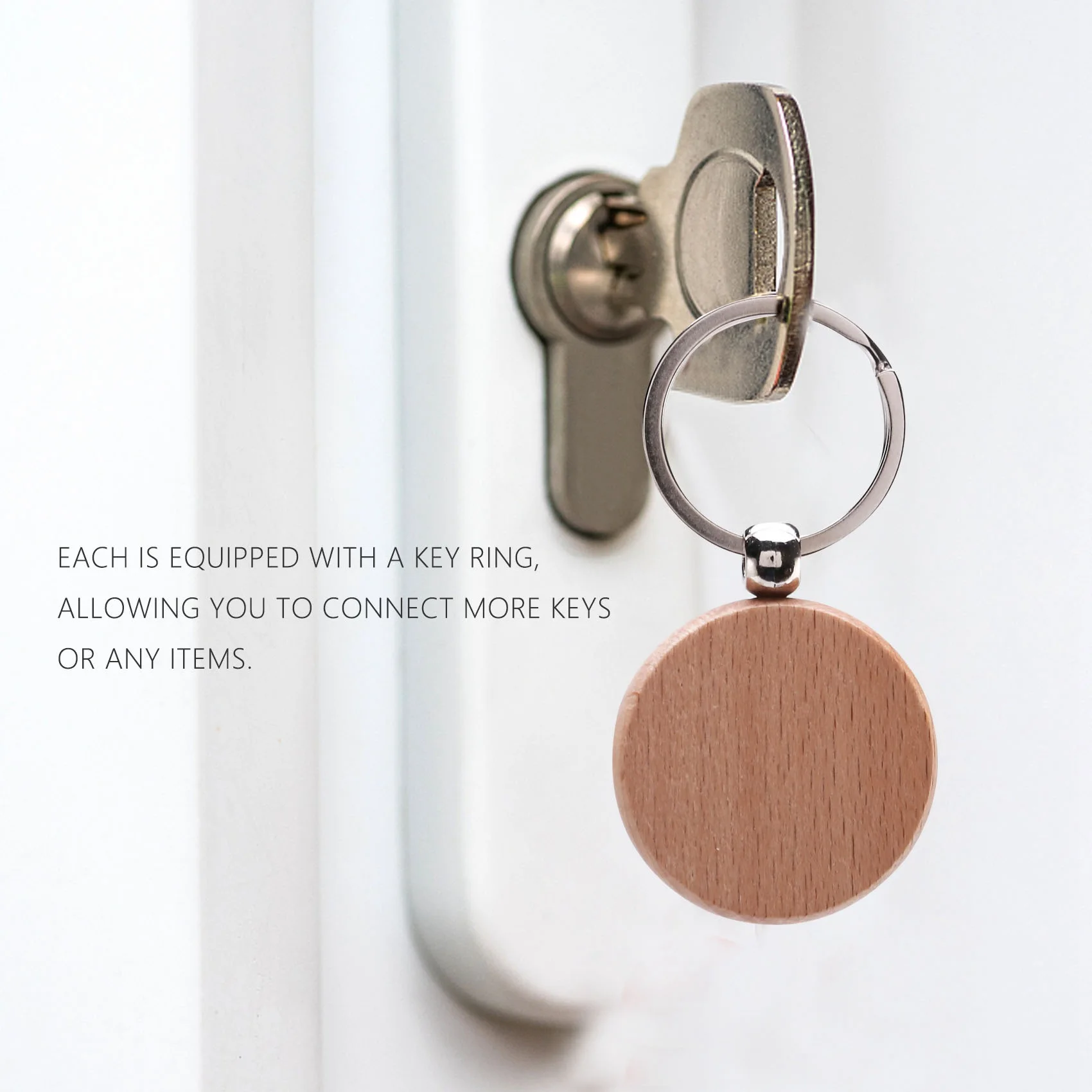 10 шт., пустые круглые деревянные брелки для ключей, 40 х40 мм