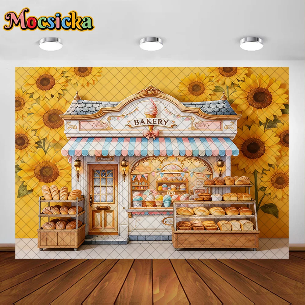 Mocsicka Photography Backdrop Bread Ice Cream Shop Decoration Baby Shower Cake Smash Newborn Party Backgrounds For Photographs