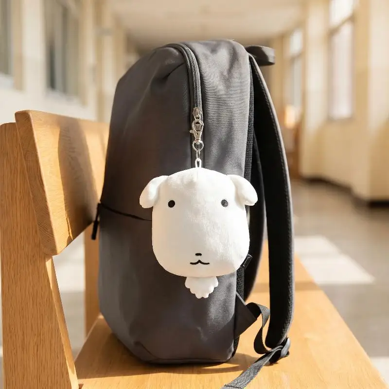 Cute Stuffed Big Head White Dog Plush Keychain Kawaii Mini Doll Backpack Charm for Daily Wear Accessory - view 6