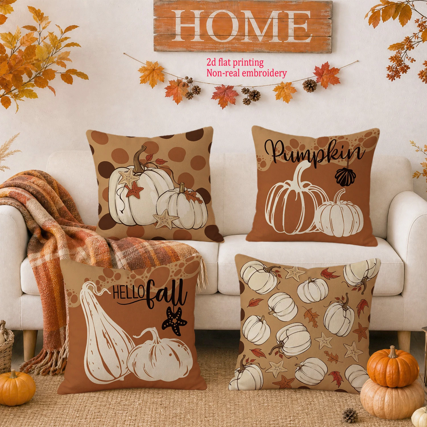 4PCS Vintage Autumn Forest Animal Throw Pillow Covers, Sleeping Owl Hedgehog Fox Squirrel Fall Decorative Cushion Cases