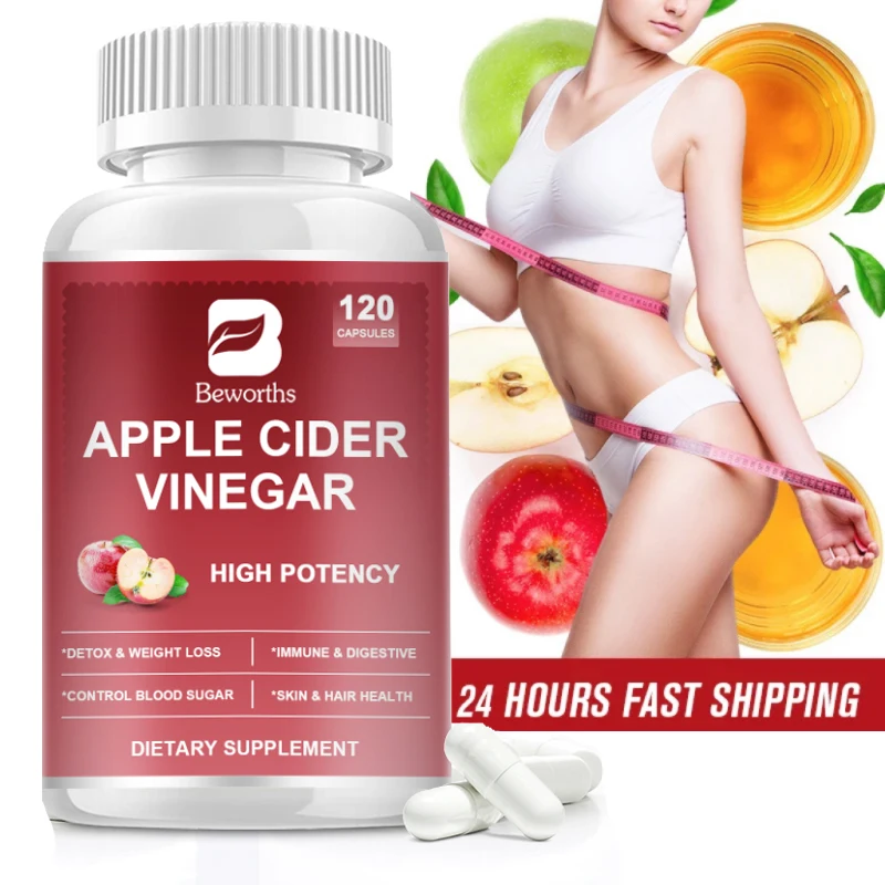 

BEWORTHS Apple Cider Vinegar Capsules Control Weight Improve Digestion Detox Enhance Immunity Skin & Hair Health Antioxidant